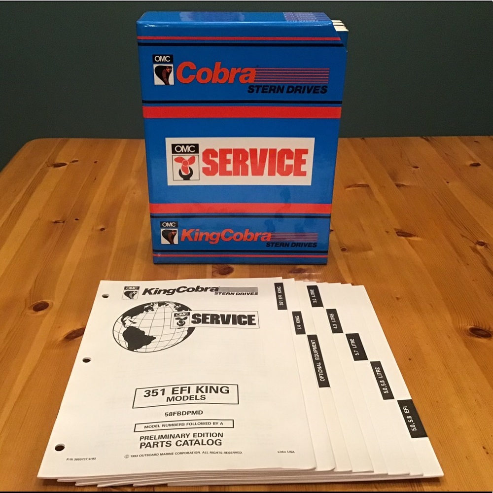 1993 OMC COBRA STERN DRIVE SERVICE MANUAL KING COBRA SET PART #500592